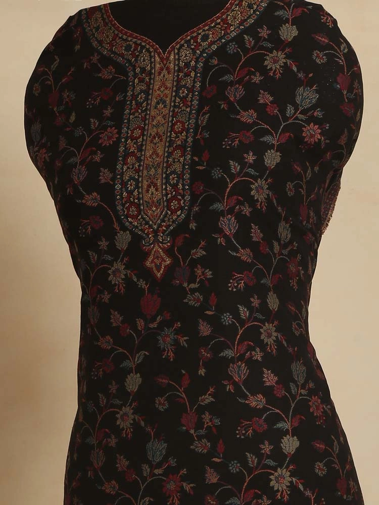 ImageZerin Jaal Cotton Unstitched Suit Set – Bharat Black