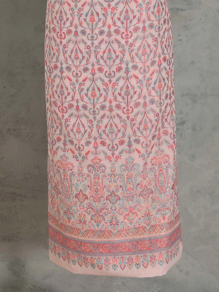 ImageZerin Jaal Cotton Unstitched Suit Set – Poppy Pink