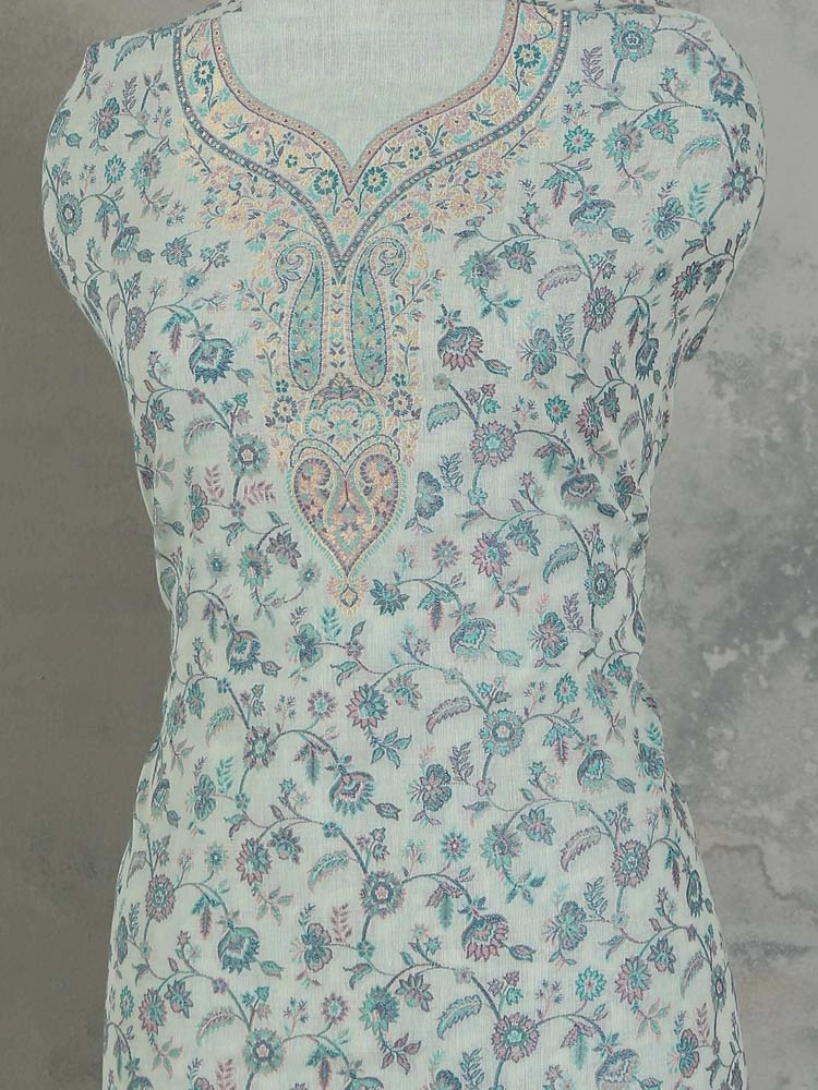 ImageZerin Jaal Cotton Unstitched Suit Set – Blush Blue