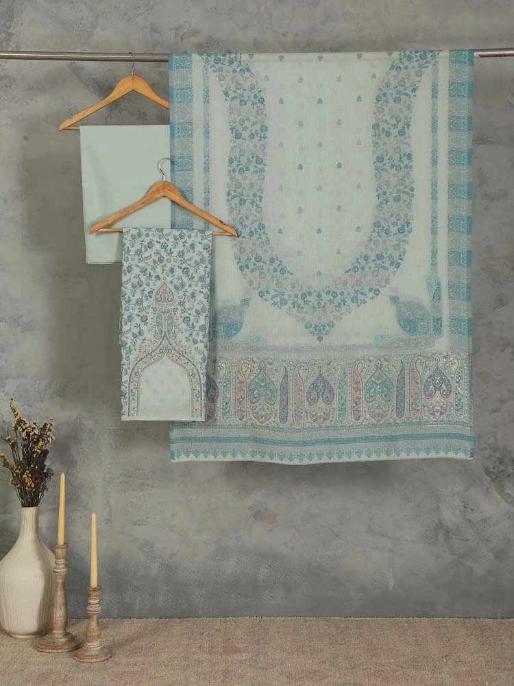 ImageZerin Jaal Cotton Unstitched Suit Set – Blush Blue