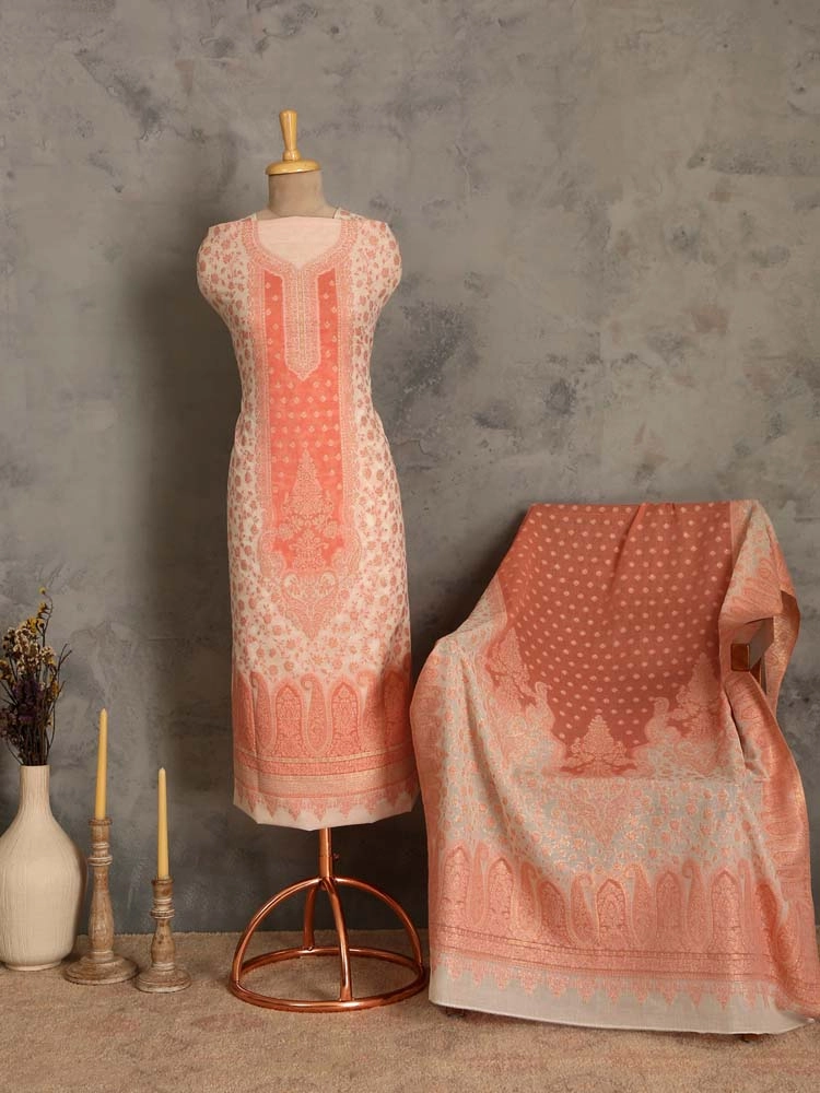 ImageNihan Paisley Cotton Unstitched Suit Set – Panama Pink