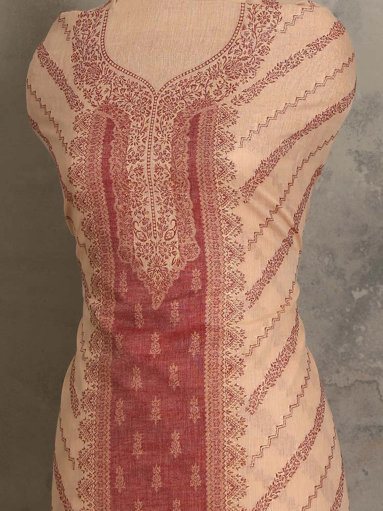 ImageNihan Paisley Cotton Unstitched Suit Set – Mauve, Beige