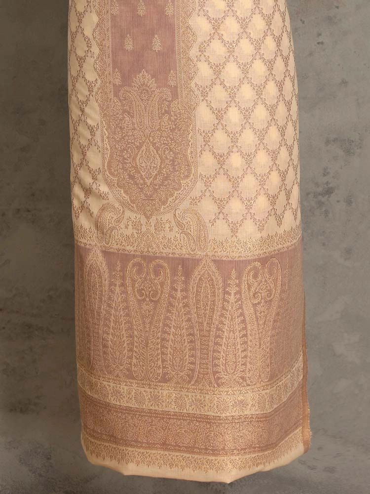 ImageNihan Paisley Cotton Unstitched Suit Set – TImeless Beige