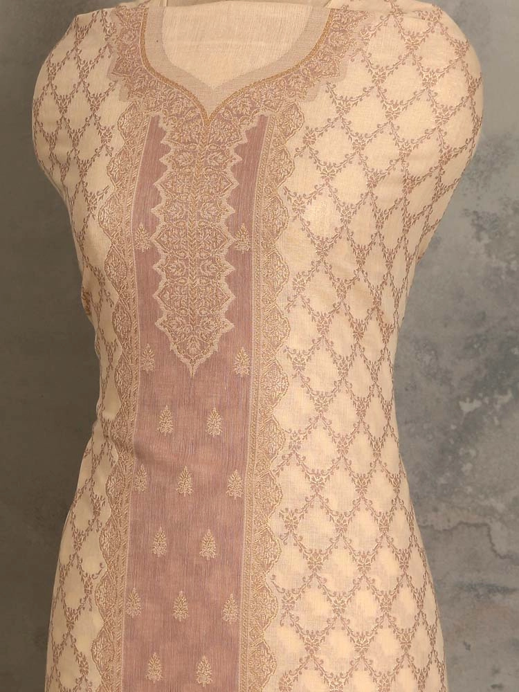 ImageNihan Paisley Cotton Unstitched Suit Set – TImeless Beige