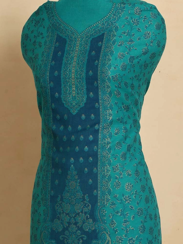 ImageNihan Paisley Cotton Unstitched Suit Set – Marine Teal