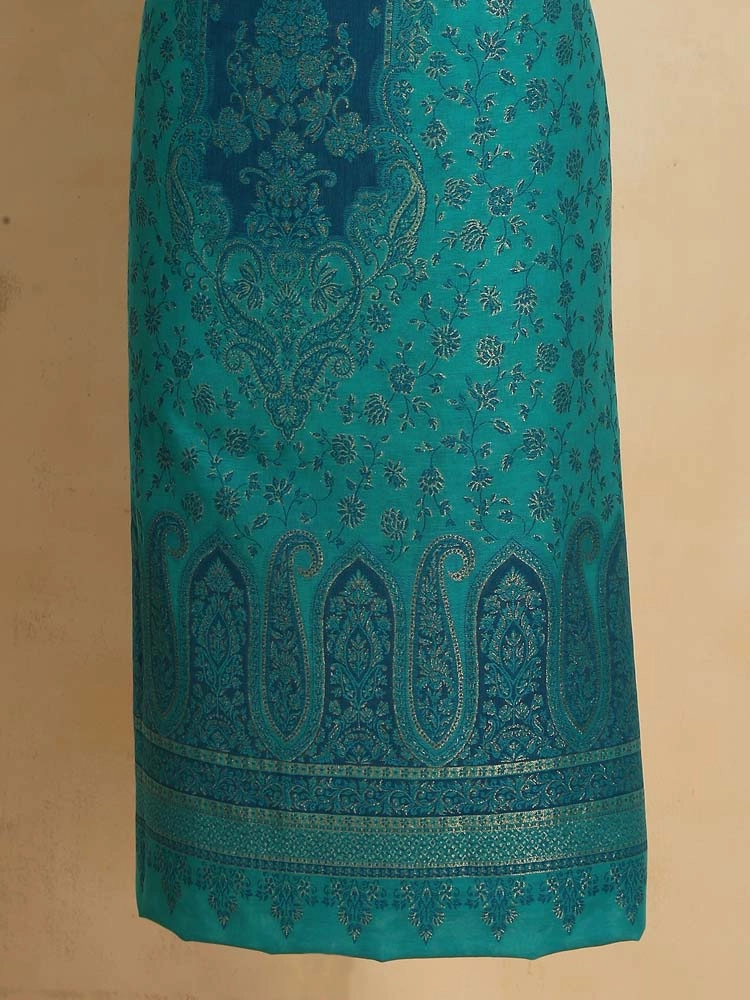 ImageNihan Paisley Cotton Unstitched Suit Set – Marine Teal