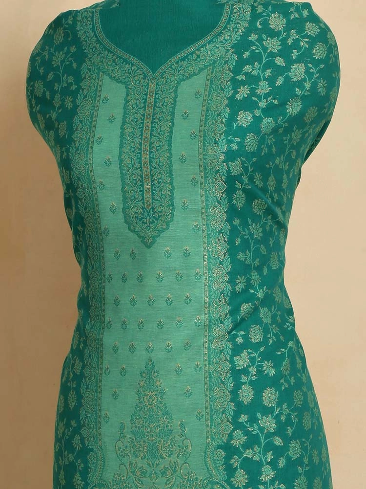 ImageNihan Paisley Cotton Unstitched Suit Set – Seafoam Green