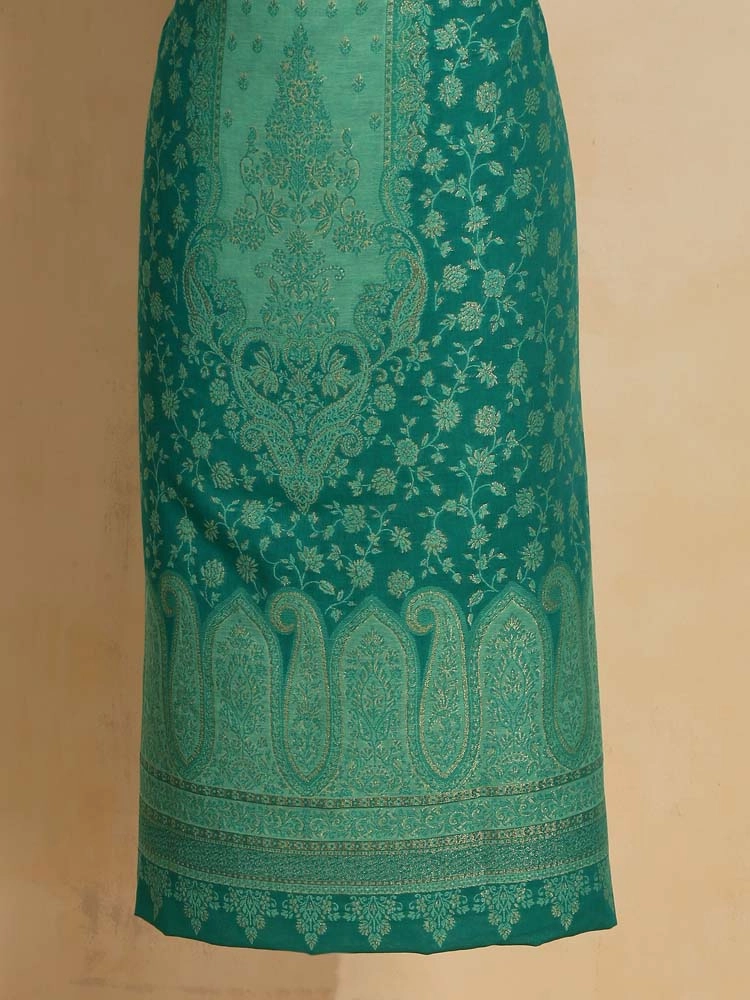 ImageNihan Paisley Cotton Unstitched Suit Set – Seafoam Green