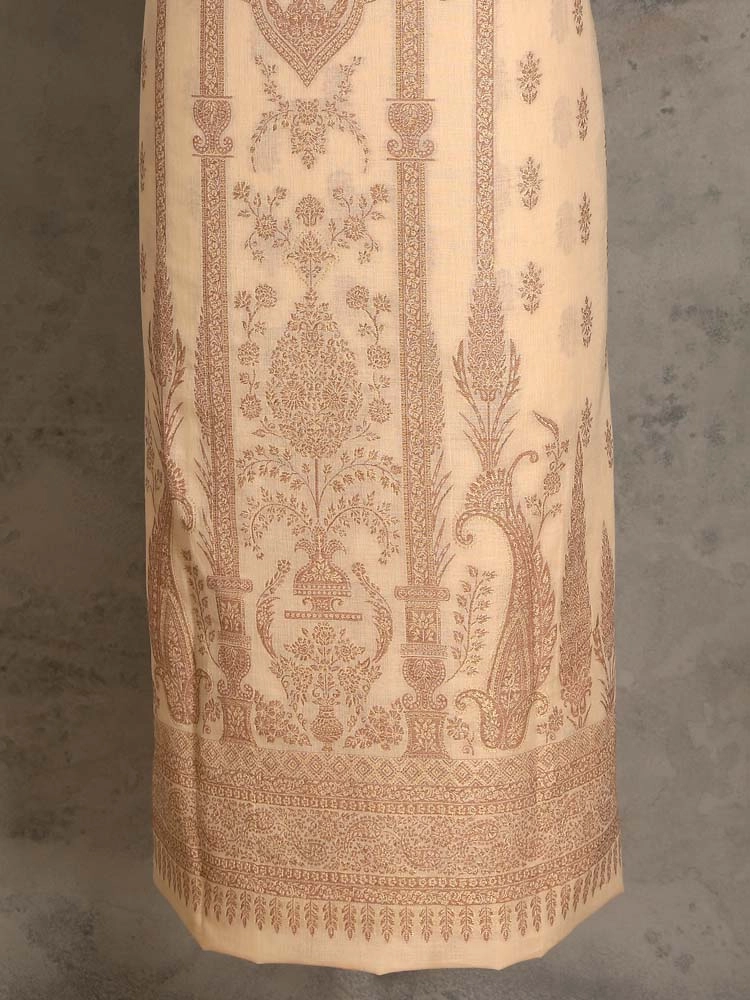 ImageCalista Paisley Cotton Unstitched Suit –  Almond Beige