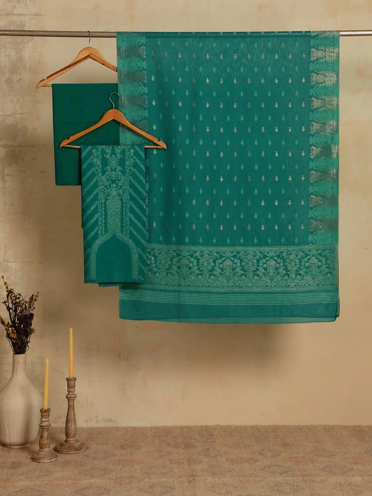 ImageCalista Jaal Cotton Unstitched Suit –  Seafoam Green