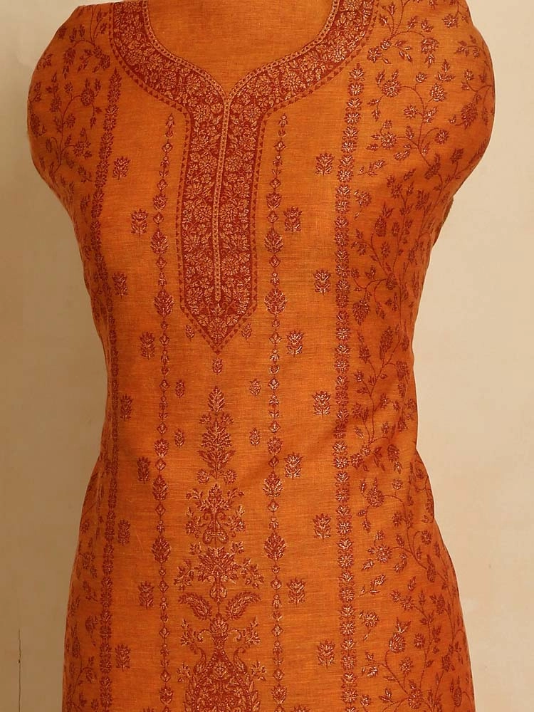 ImageCalista Paisley Cotton Unstitched Suit – Marmalade Orange