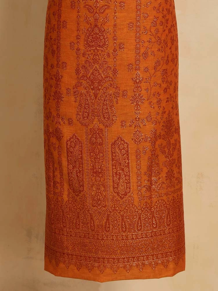 ImageCalista Paisley Cotton Unstitched Suit – Marmalade Orange