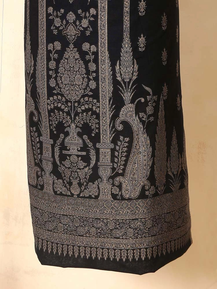 ImageCalista Paisley Cotton Unstitched Suit – Silver, Black