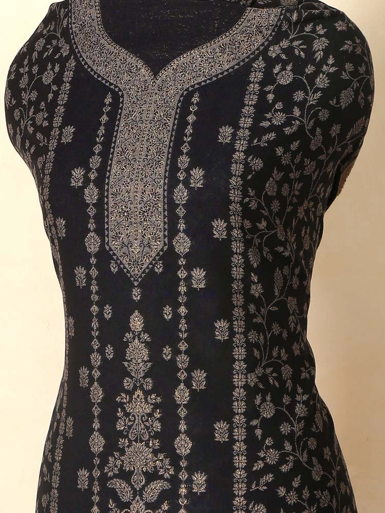 ImageCalista Paisley Cotton Unstitched Suit – Glittering Black