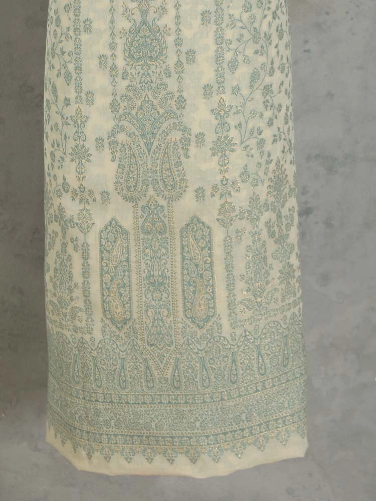ImageCalista Paisley Cotton Unstitched Suit – Pista White