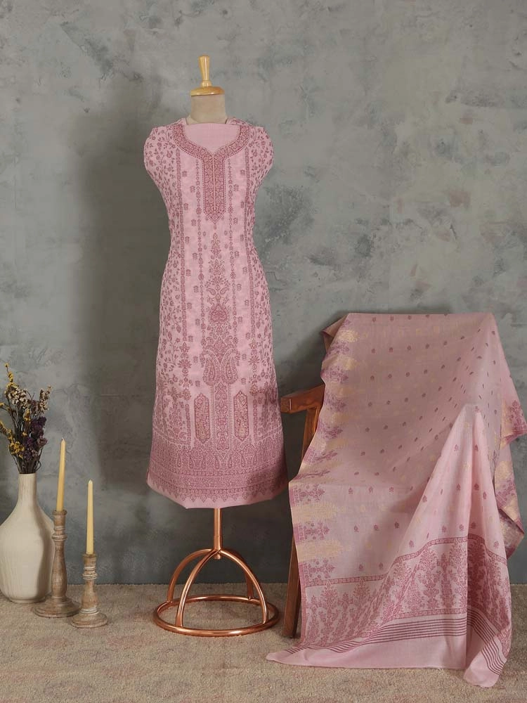 ImageCalista Paisley Cotton Unstitched Suit – Soft Peony