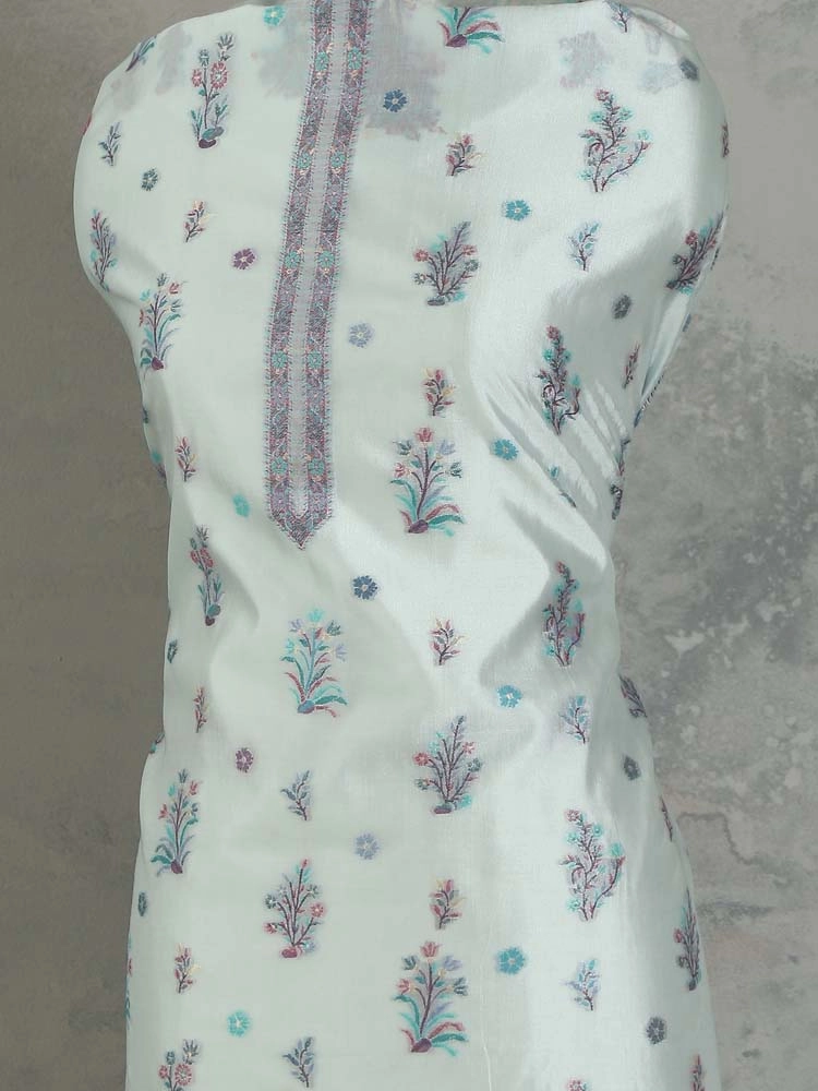 ImageNoor Mahal Organza Silk Unstitched Suit – Veil Blue