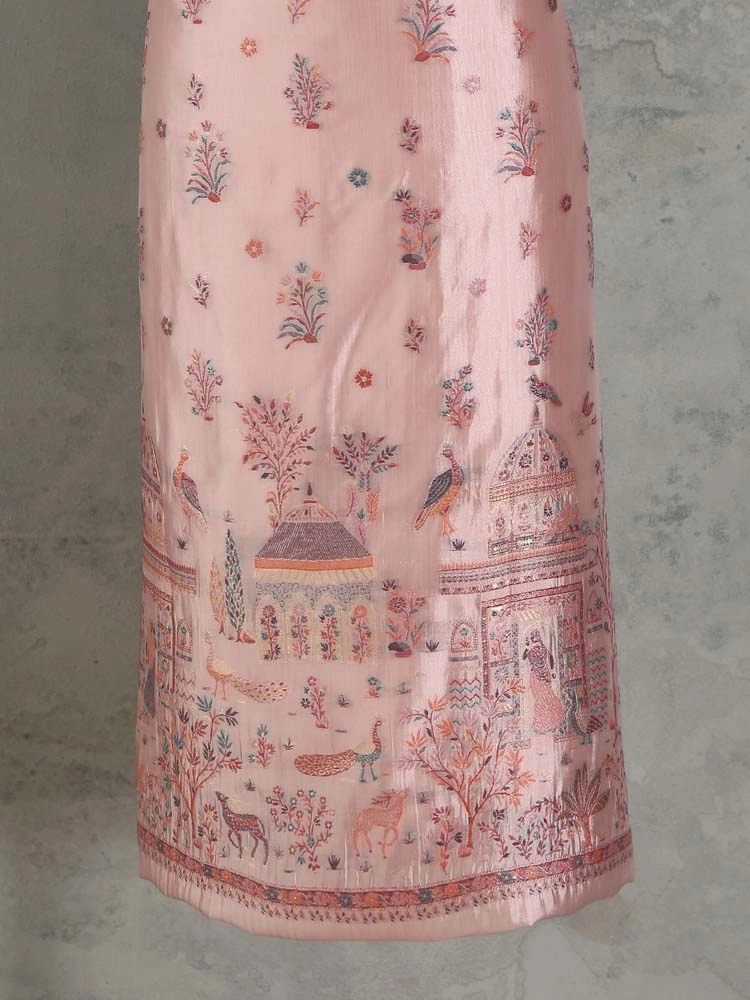 ImageNoor Mahal Organza Silk Unstitched Suit – Lotus Pink