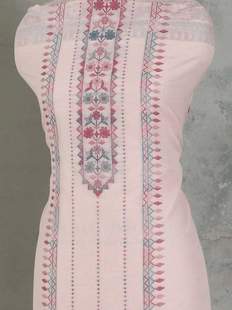 ImageMihrimah Floral Silk Linen Unstitched Suit Set – Petal Dust