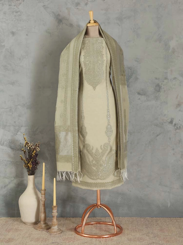 ImageNerina Paisley Silk Linen Unstitched Suit – Dhoop Gold