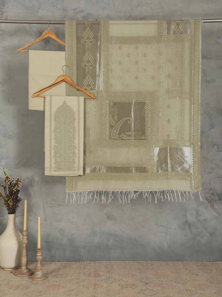 ImageNerina Paisley Silk Linen Unstitched Suit – Dhoop Gold