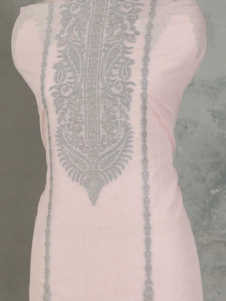 ImageNerina Paisley Silk Linen Unstitched Suit – Cameo Pink