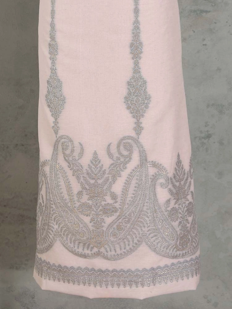 ImageNerina Paisley Silk Linen Unstitched Suit – Cameo Pink