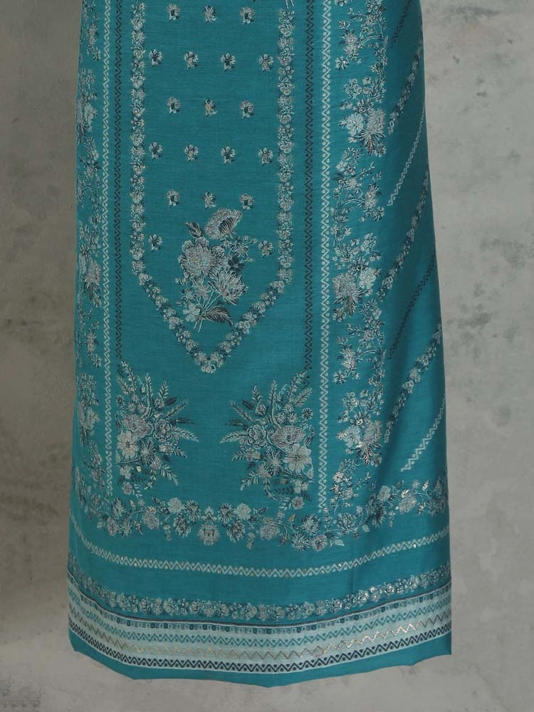 ImageGülendam Phool Silk Cotton Unstitched Suit – Seagreen