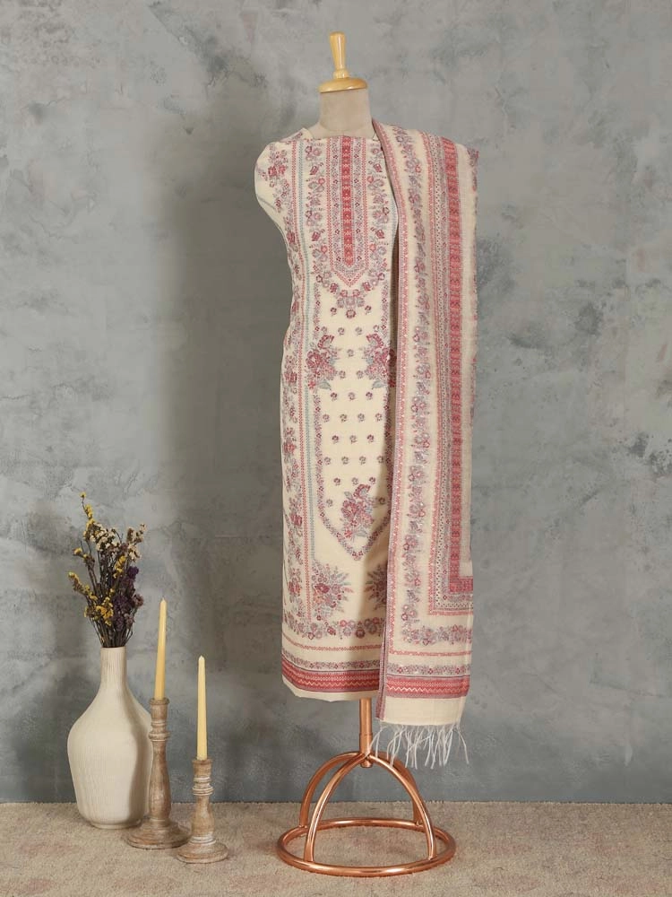 ImageGülendam Phool Silk Cotton Unstitched Suit – Natural Multi