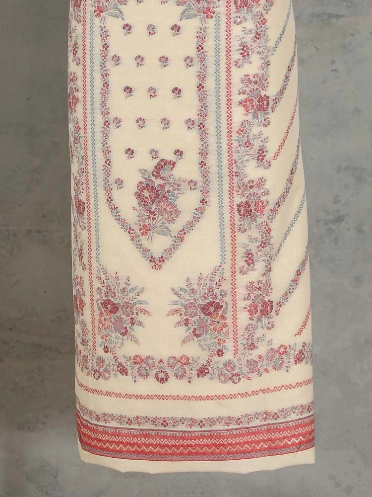 ImageGülendam Phool Silk Cotton Unstitched Suit – Natural Multi