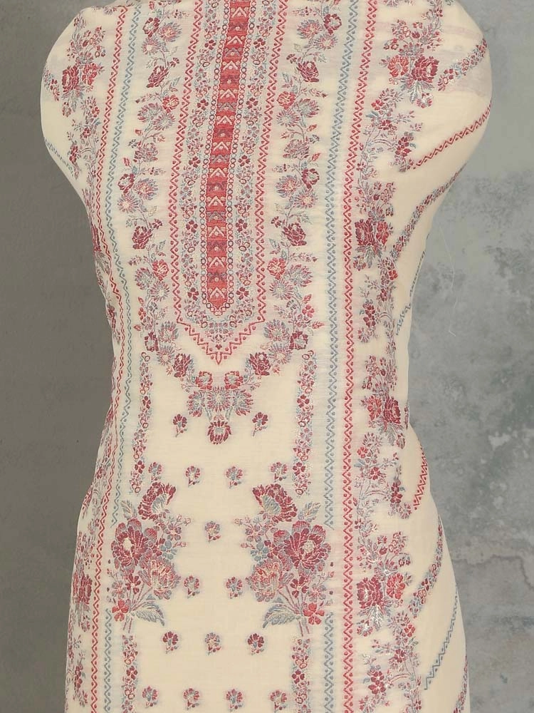 ImageGülendam Phool Silk Cotton Unstitched Suit – Natural Multi
